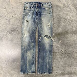 Diesel Darron Distressed Jeans Mens 29x28 Dark Wash 0075L Button Fly